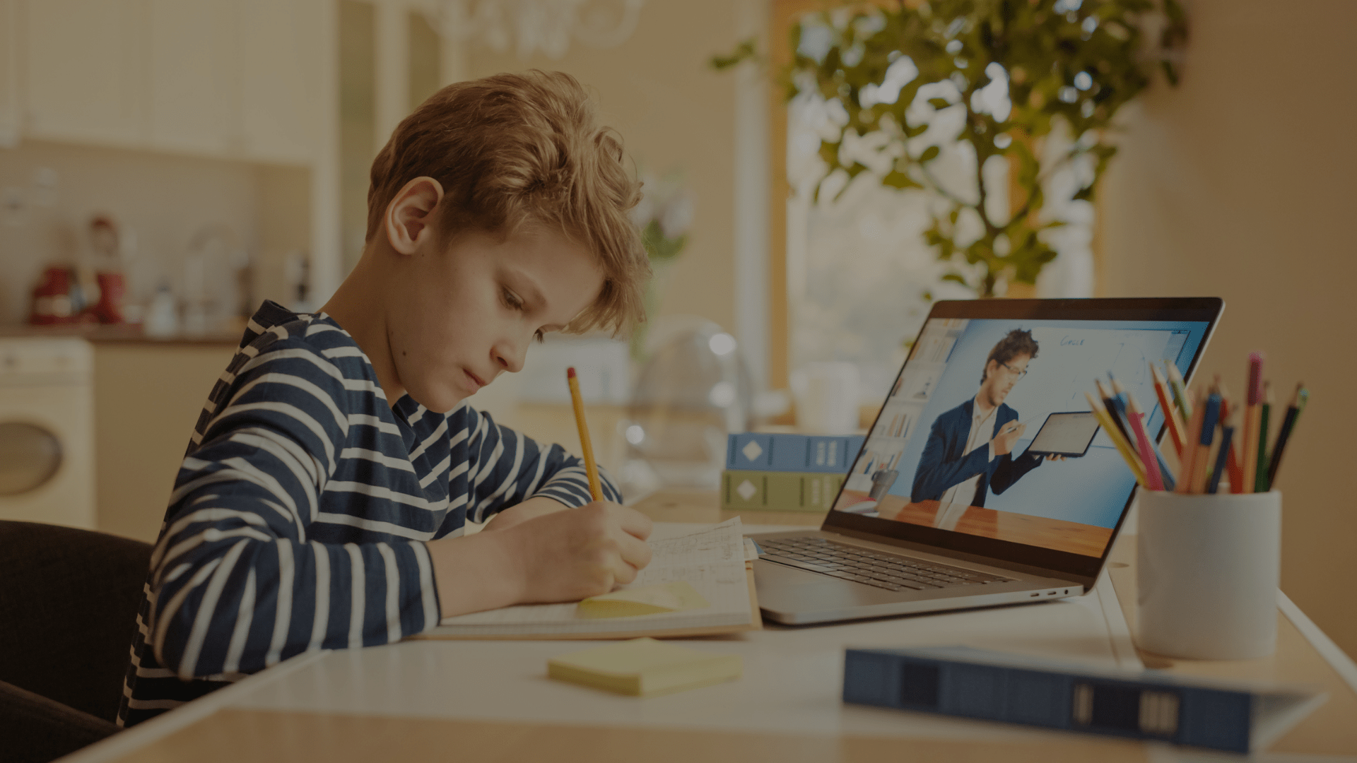 Child at a desk doing homework