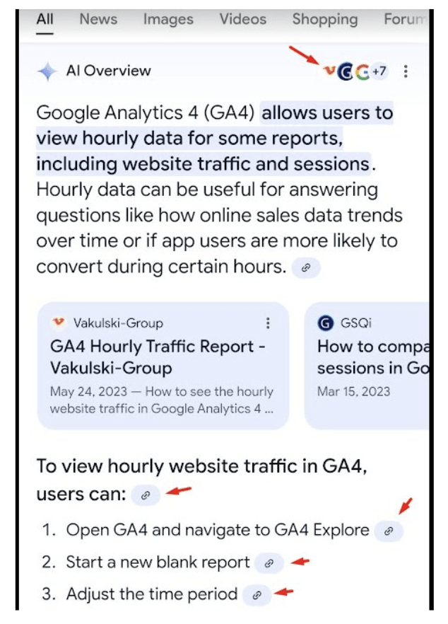 An example of links appearing in AI Overviews