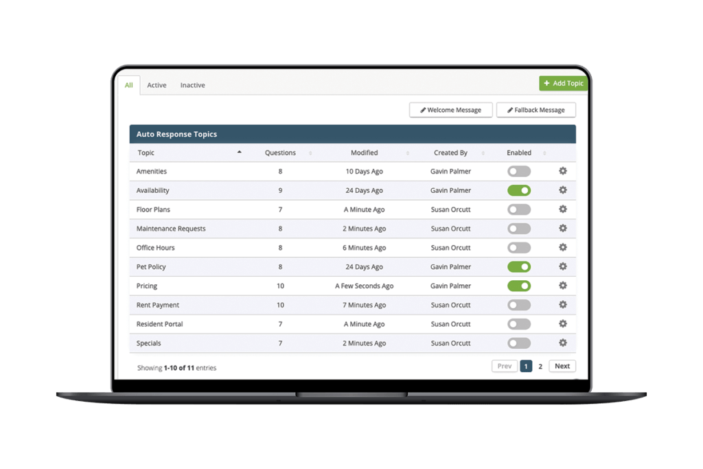 Product image of SOCi's SmartBot topic management