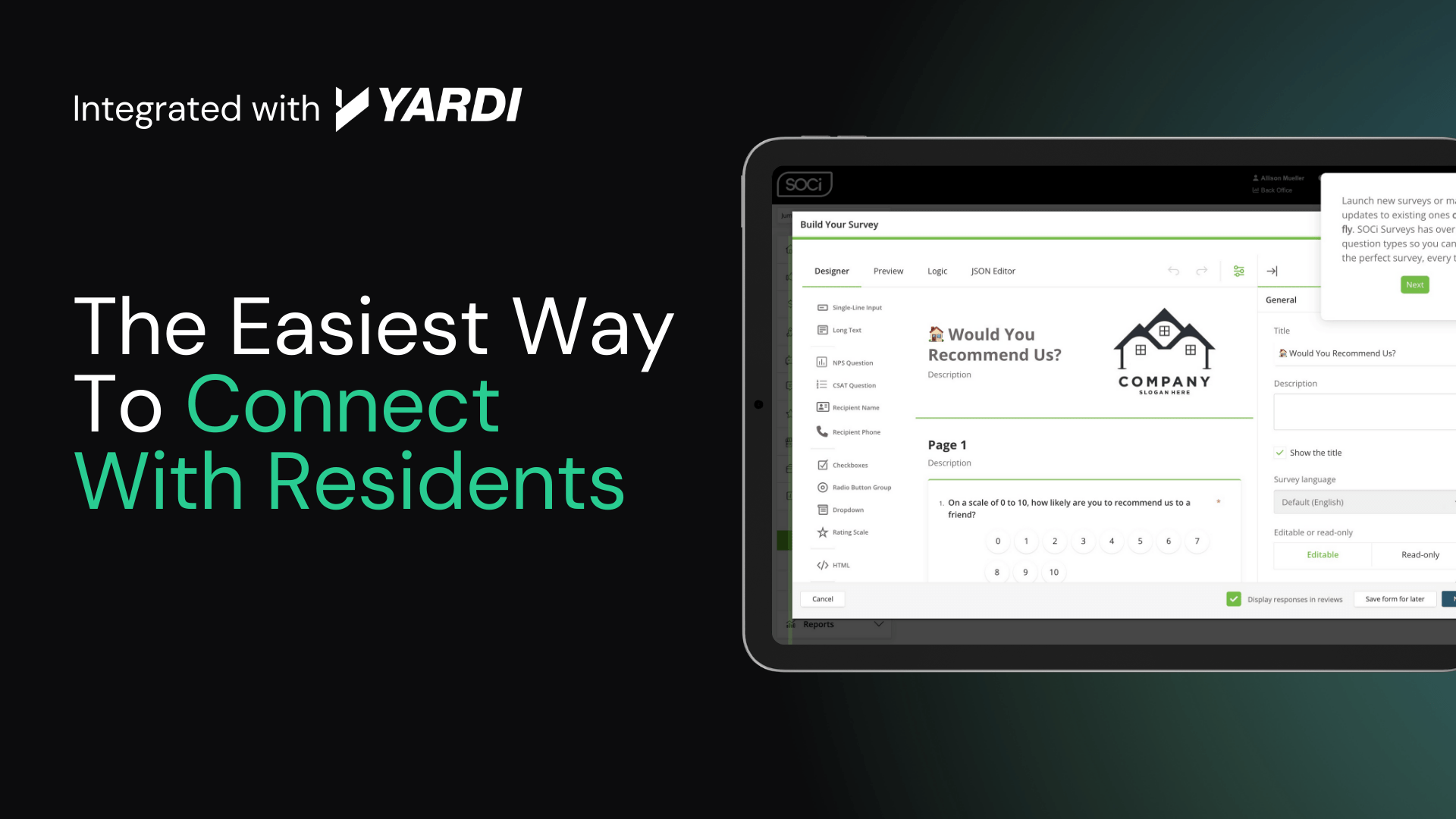 SOCi Surveys, Integrated with Yardi