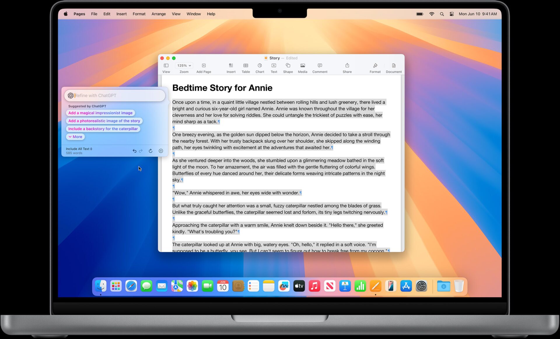 Example of a bedtime story written and refined by ChatGPT on a MacBook Pro
