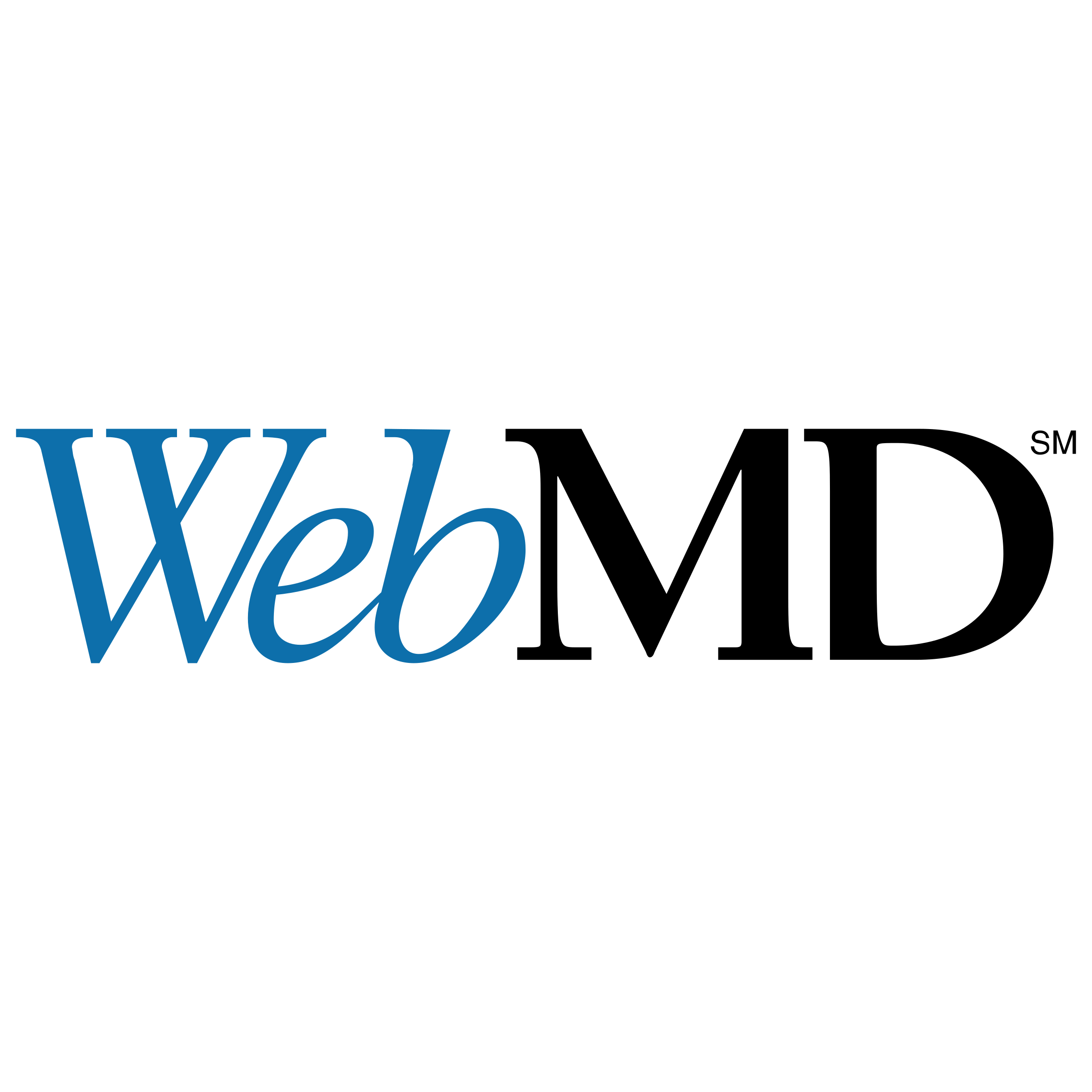 WebMD logo with Web in blue and MD in black on a white background.