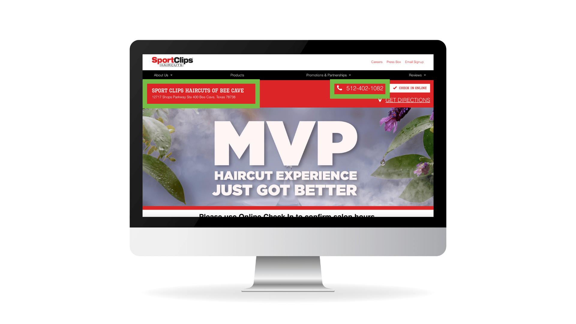 An image showing that Sport Clips has listed its name, address, and phone number on a local page