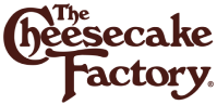 The Cheesecake Factory logo in brown stylized text on a light background.