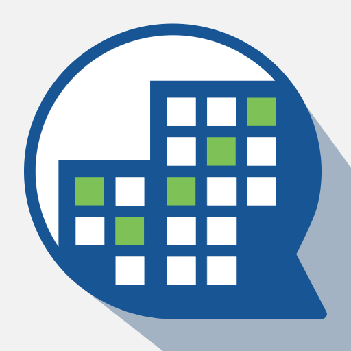 A blue pie chart icon with a grid of white and green squares inside.